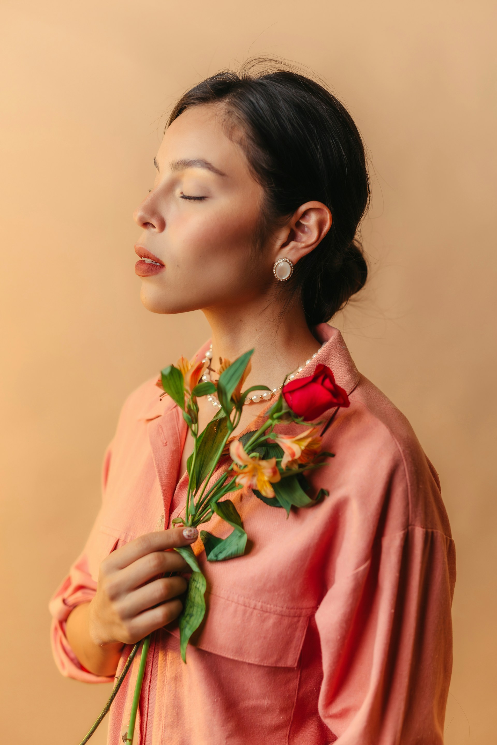 Woman holding flower