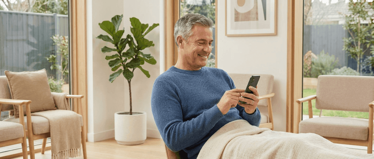 a patient texts on his phone