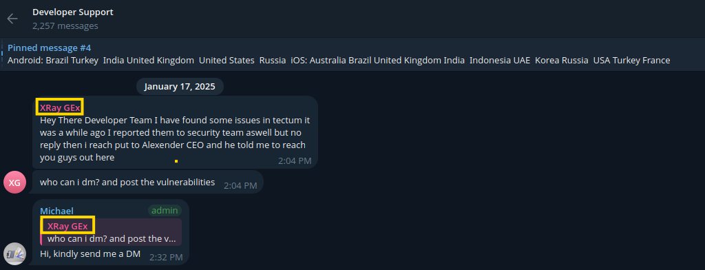 Telegram message screenshot (Developer Support group, January 17, 2025).