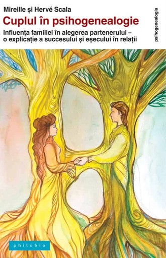 A colorful cover featuring two figures beneath intertwining trees, symbolizing connection and growth in genealogy.