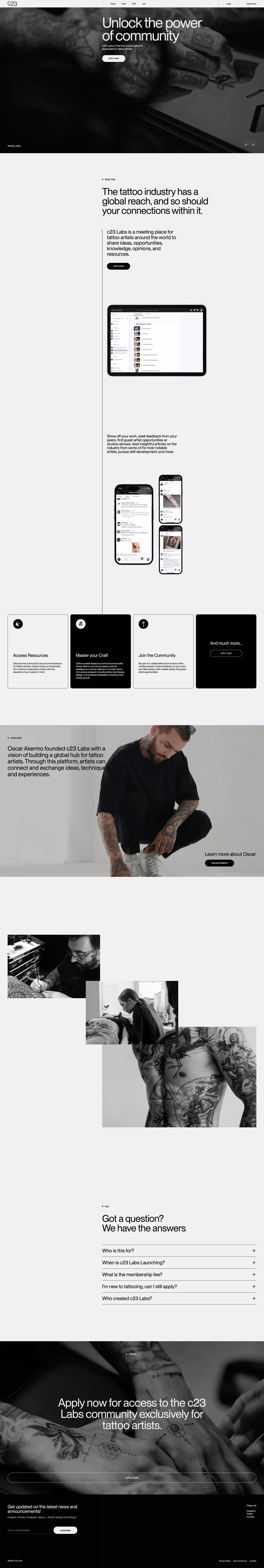 c23 Labs landing page screenshot showcasing Design and Tech design
