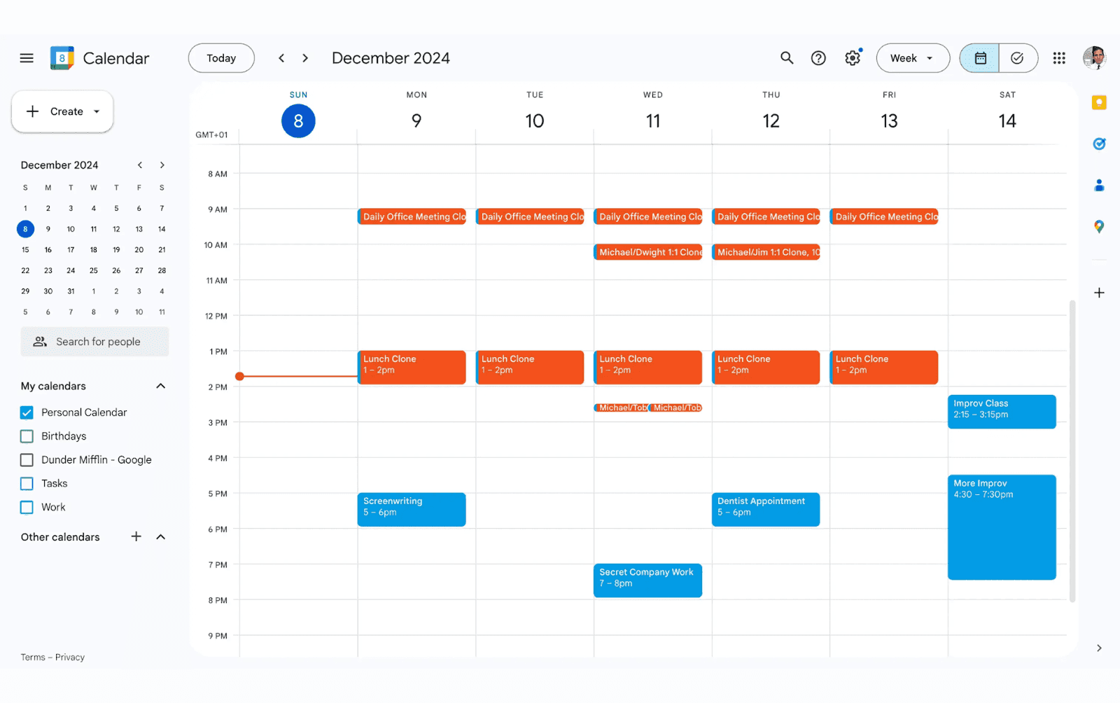 visual task management in Google Calendar
