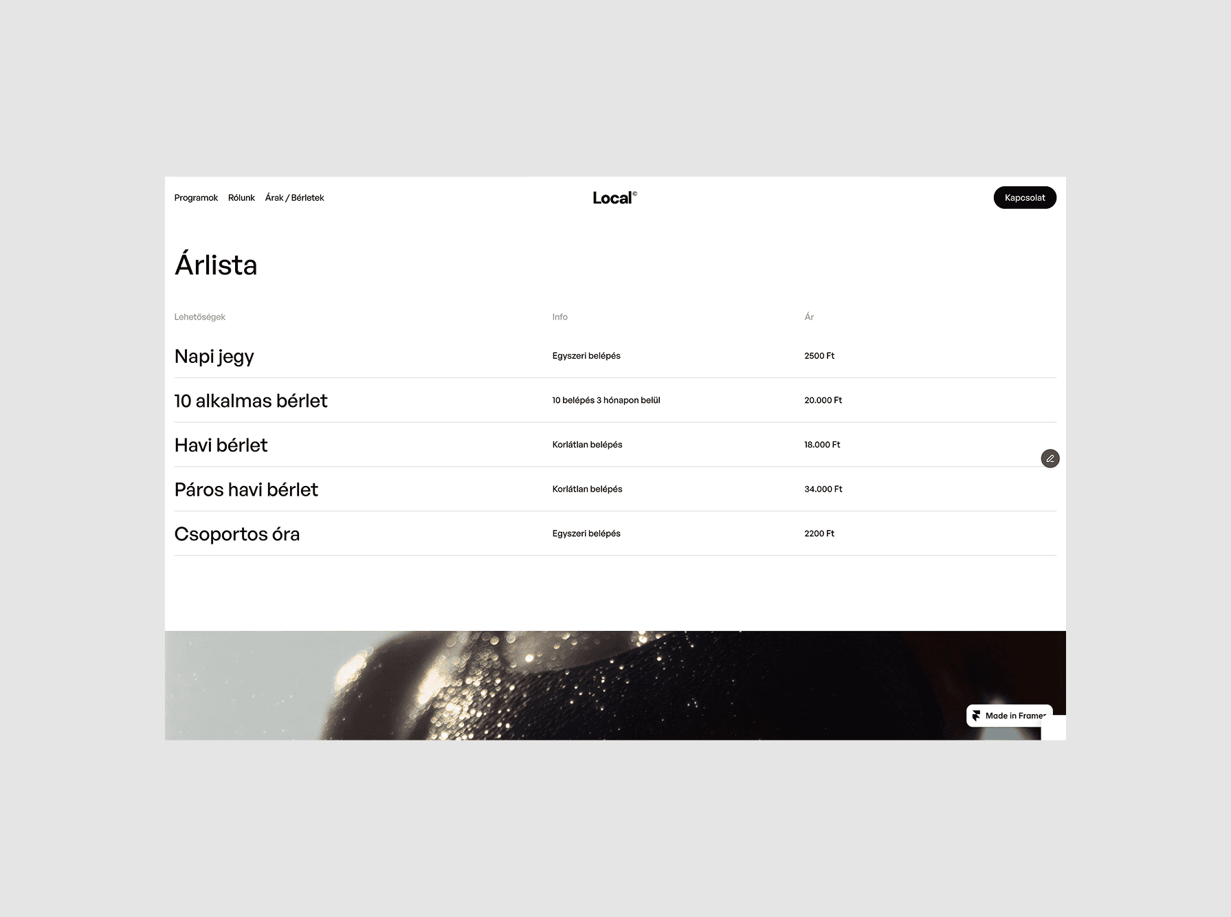 Minimalista, prémium Framer weboldal [Local©]
