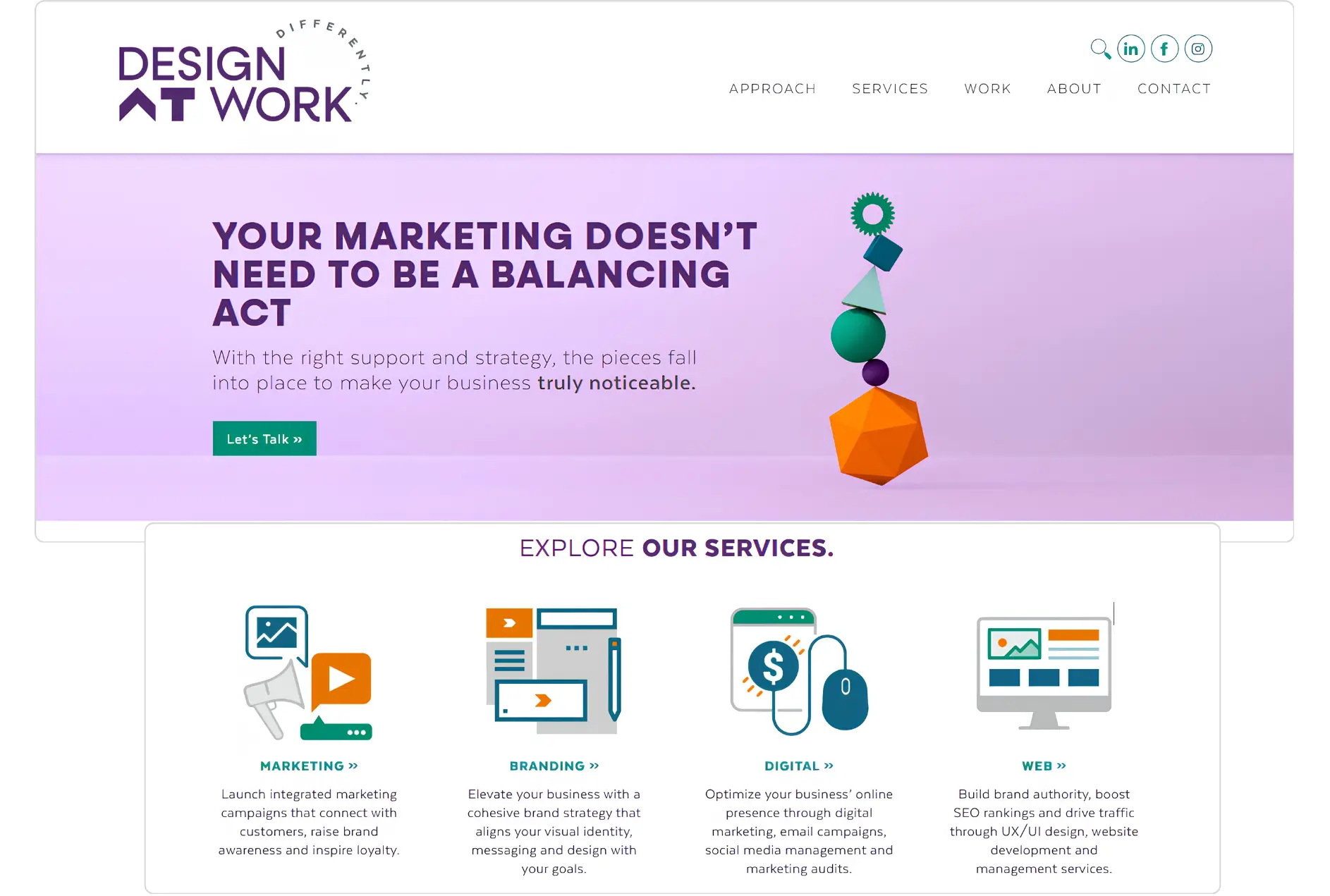 Design at work website home page 