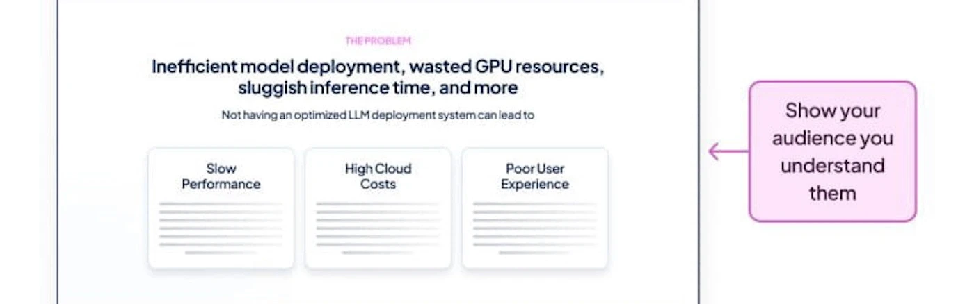 A landing page example of showing 'the problem' users face