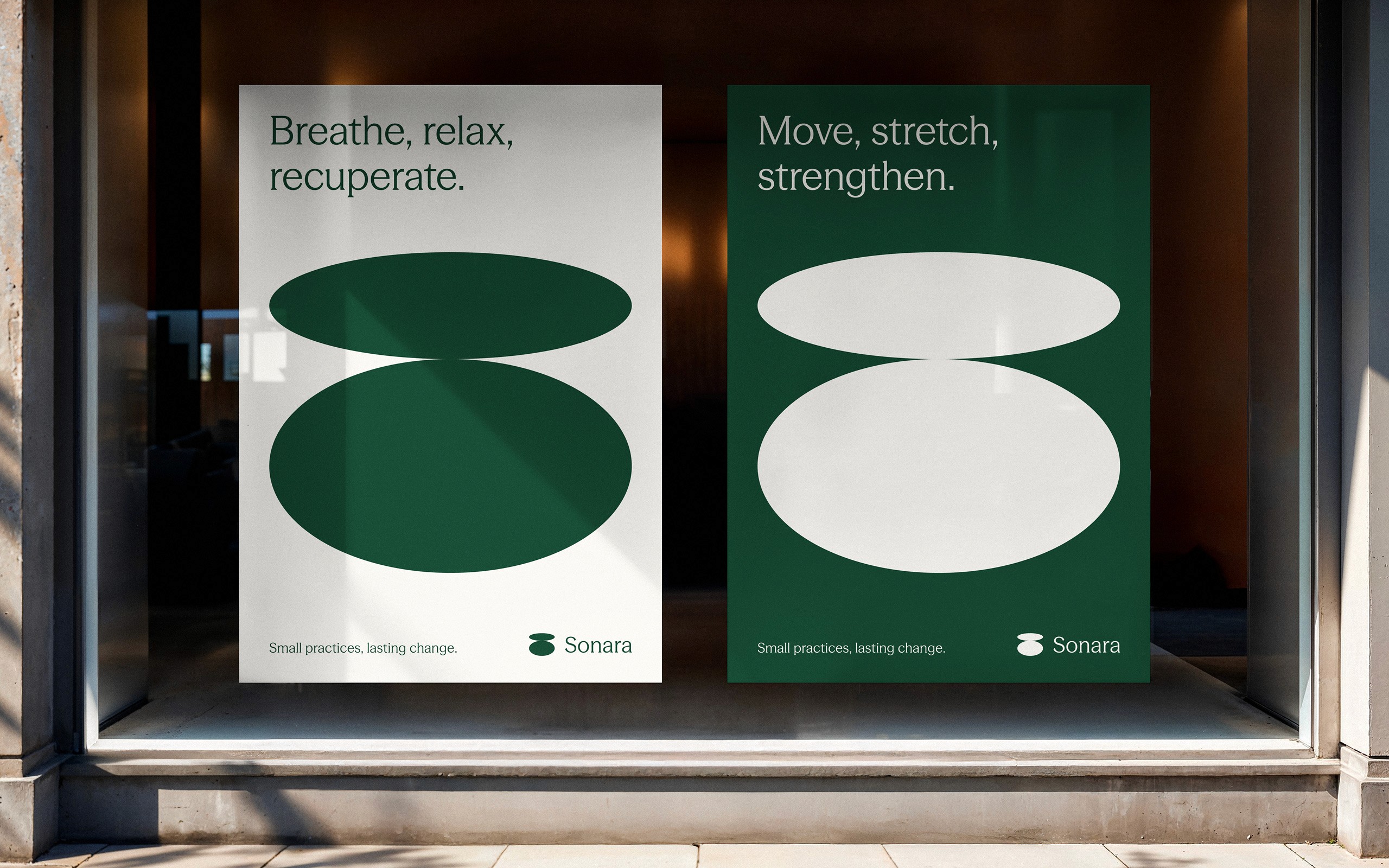 Sonara yoga studio storefront posters