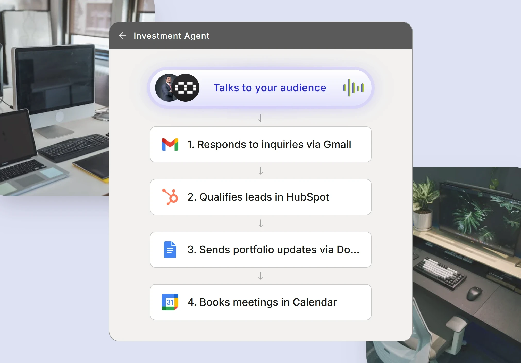 Investment advisors automation workflow showing client onboarding and portfolio management