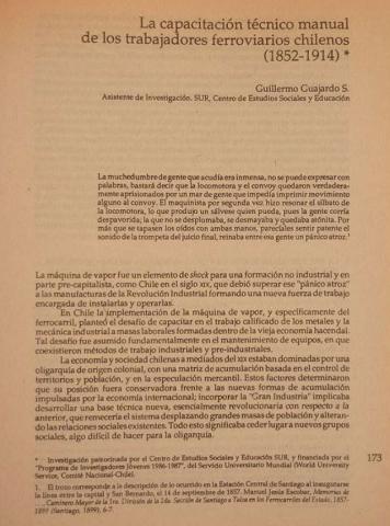 La capacitación técnico manual de los trabajadores ferroviarios chilenos, 1852-1914