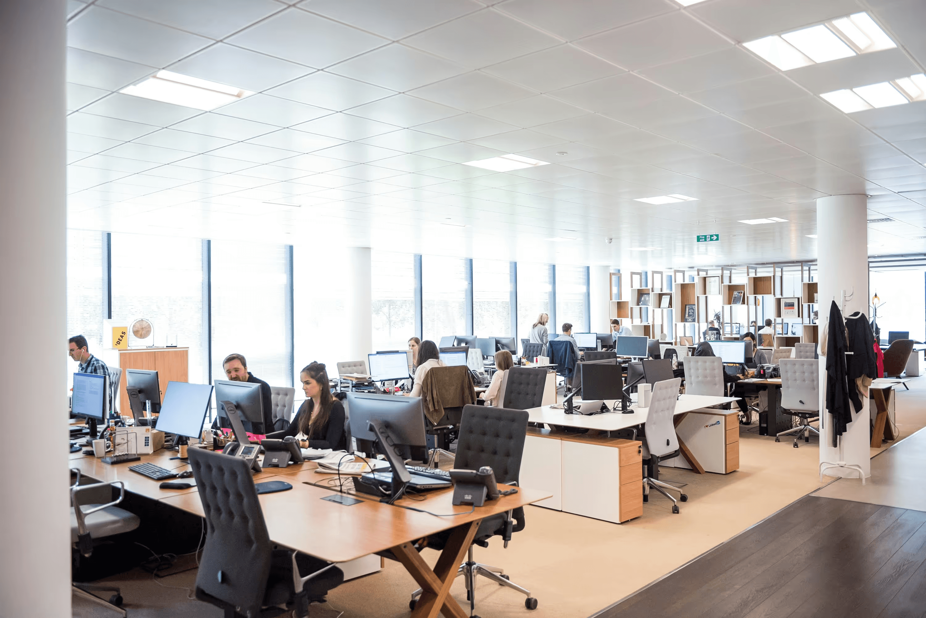 Students in a workspace