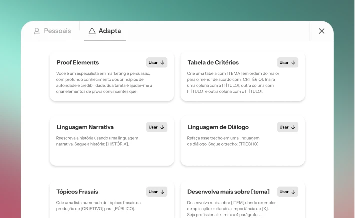 Explore os prompts disponíveis