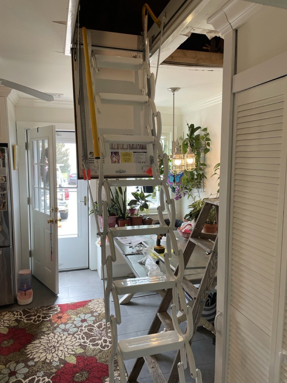 Finished attic access with pull-down ladder