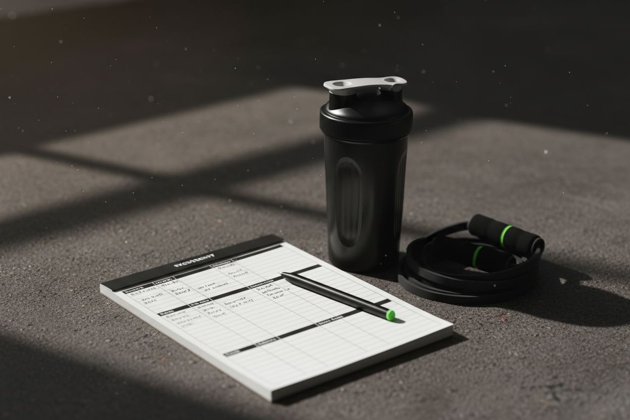 Workout log and gym accessories