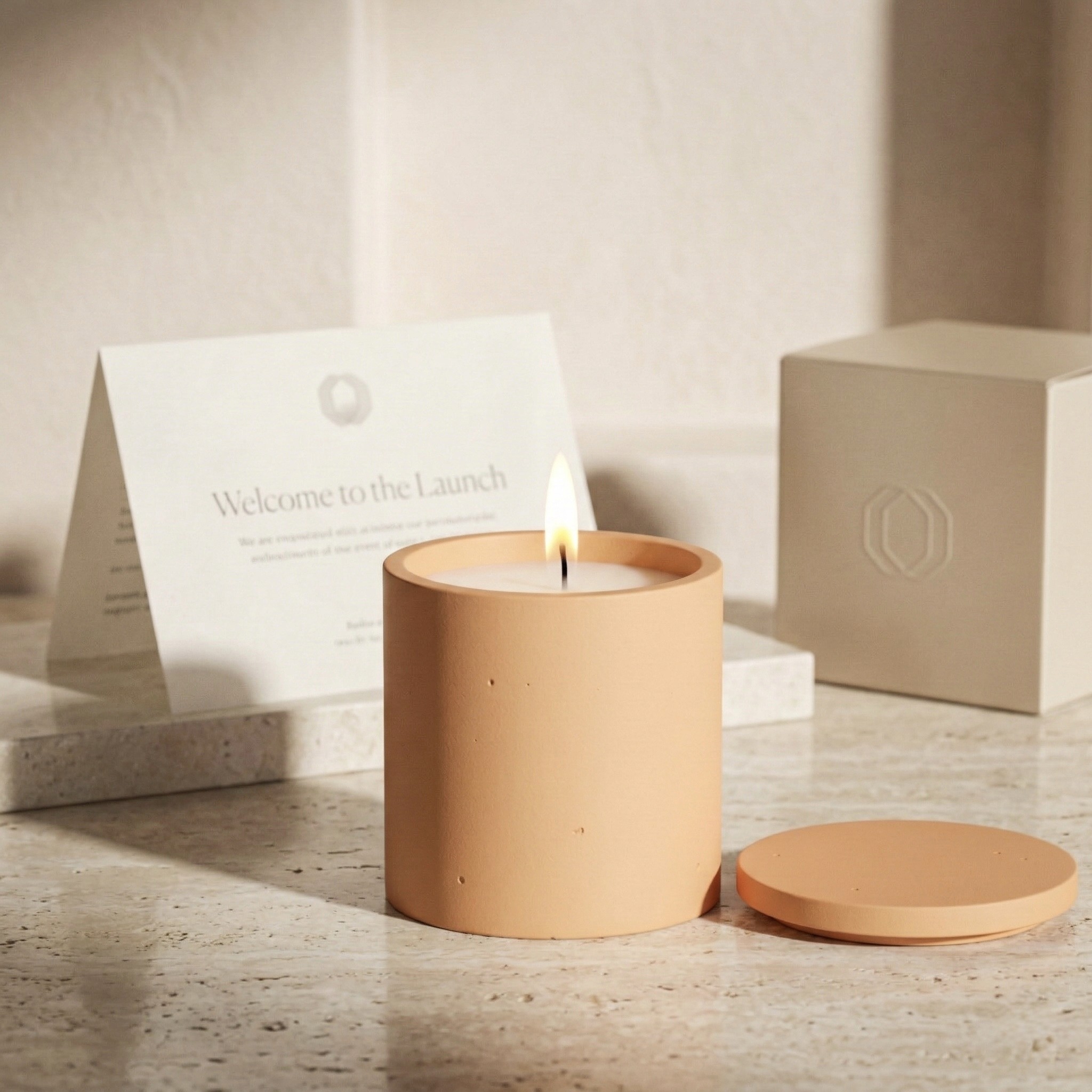 brand launch premium cement candle