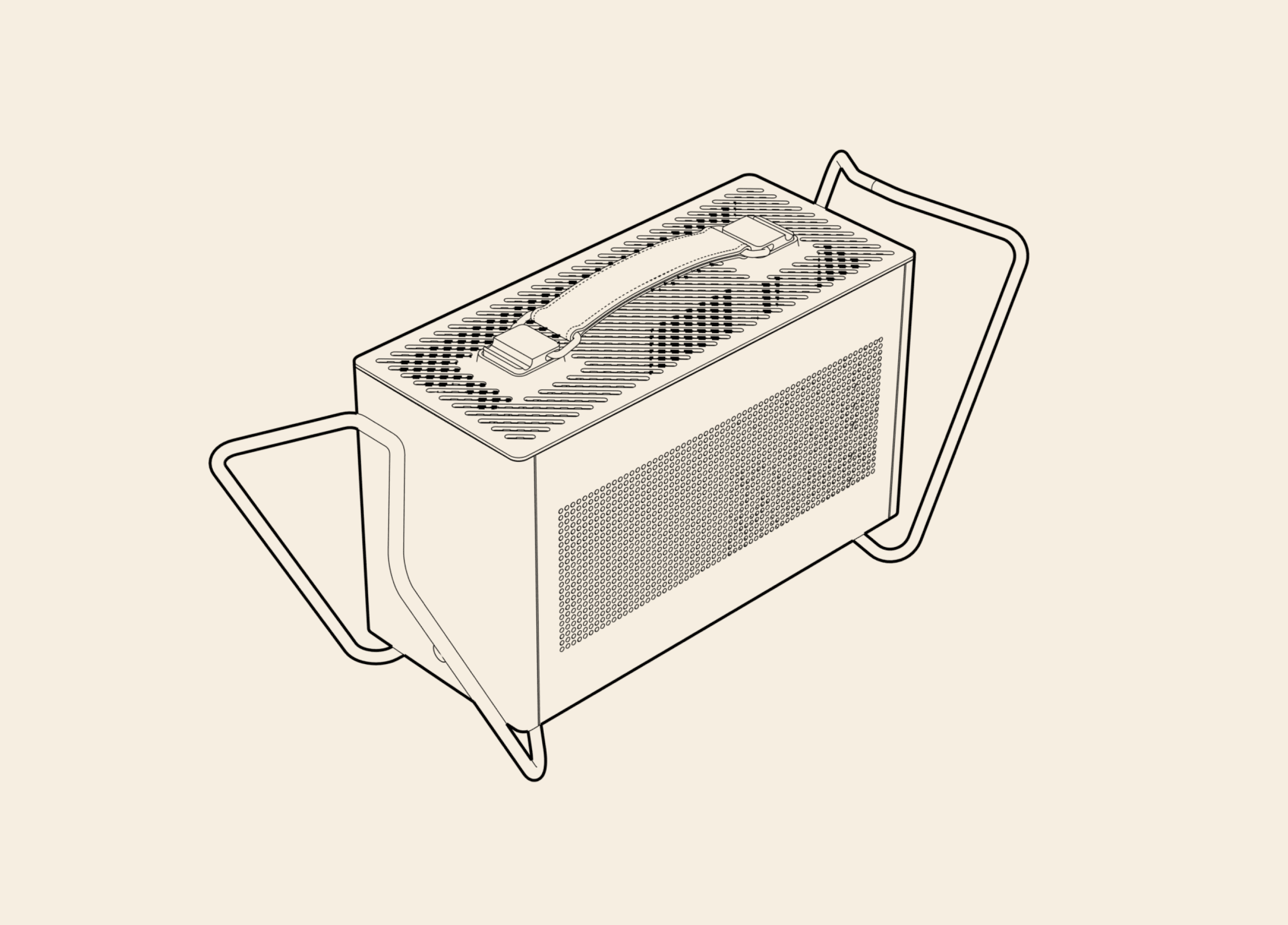 Line illustation of a custom computer case.