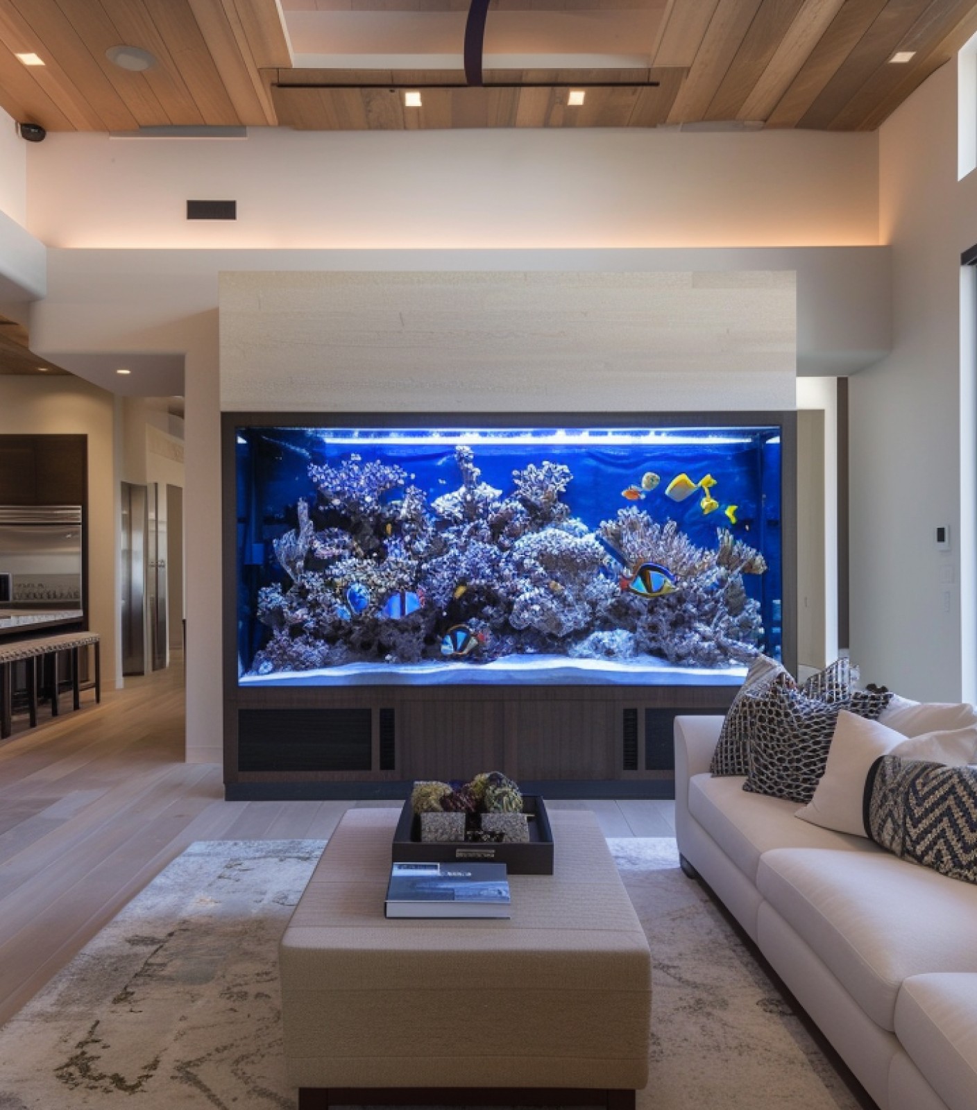 Modern aquarium in a living room
