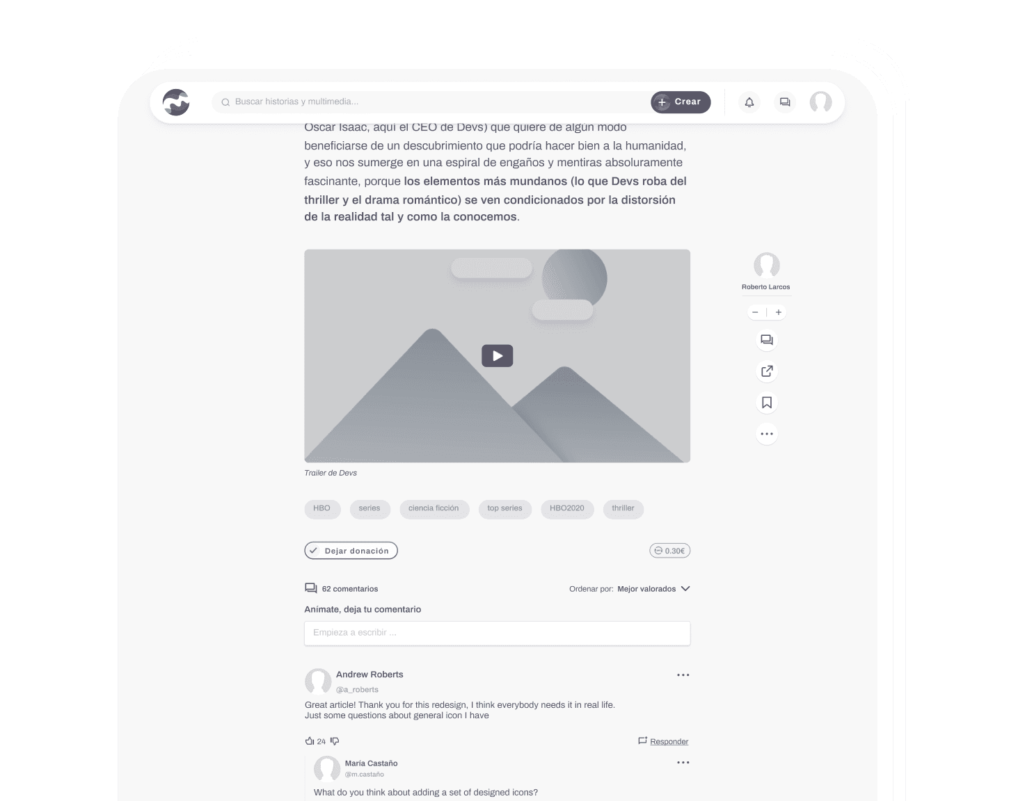 Wireframe of a desktop screen