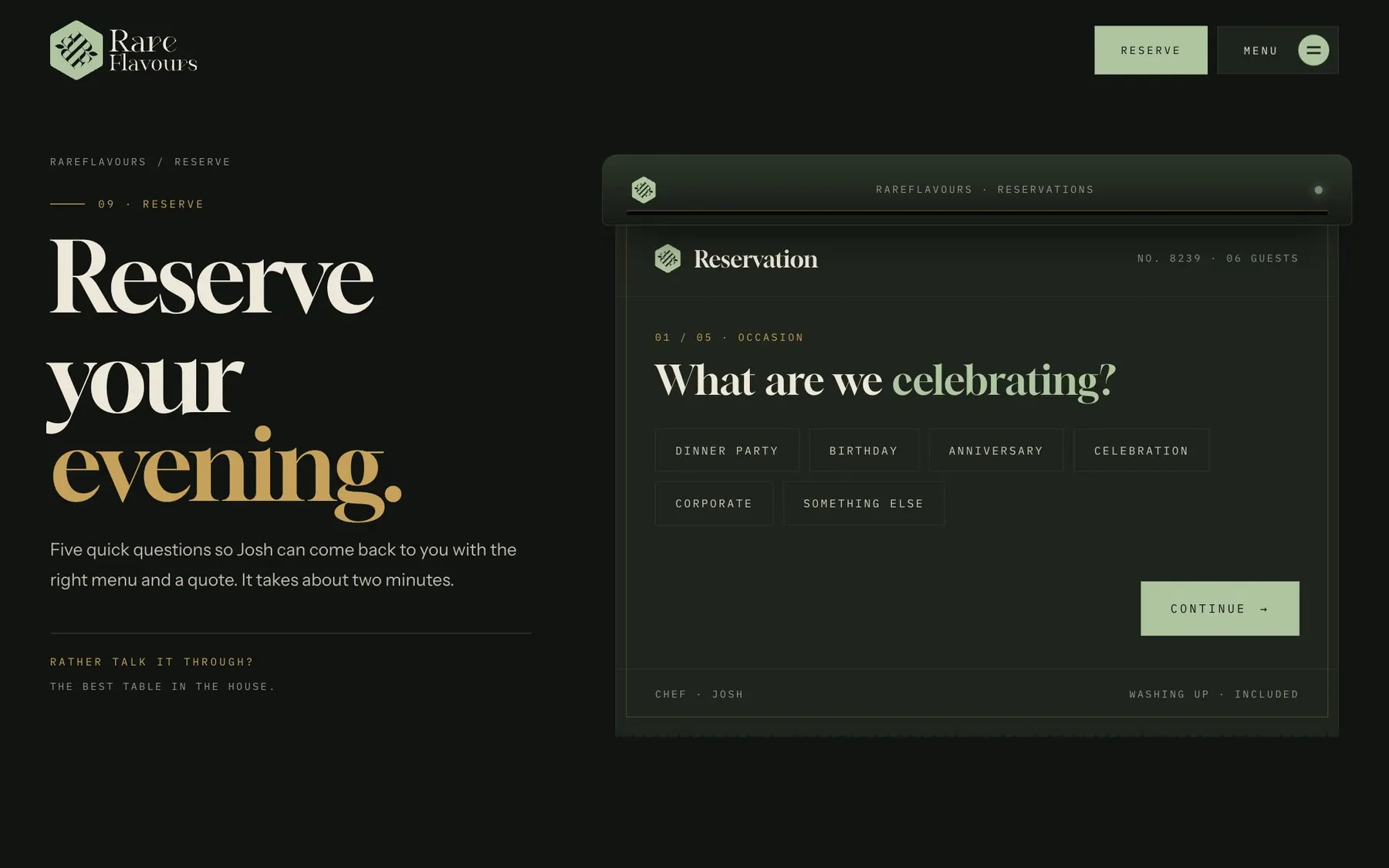 Rare Flavours project by CL42ITY, live website on desktop