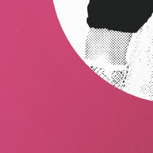 Abstract design with pink, black, and white colors on a pink background
