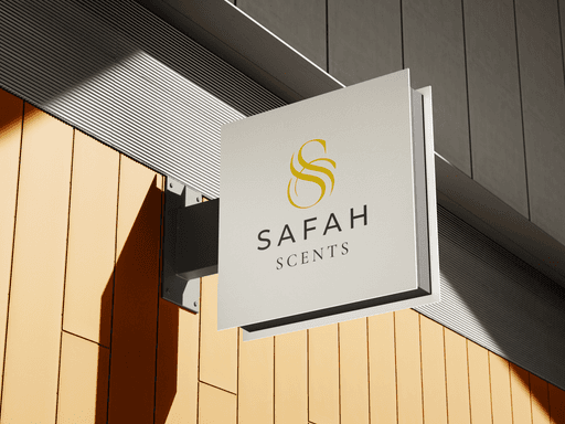 Safah logo on a board outside shop.