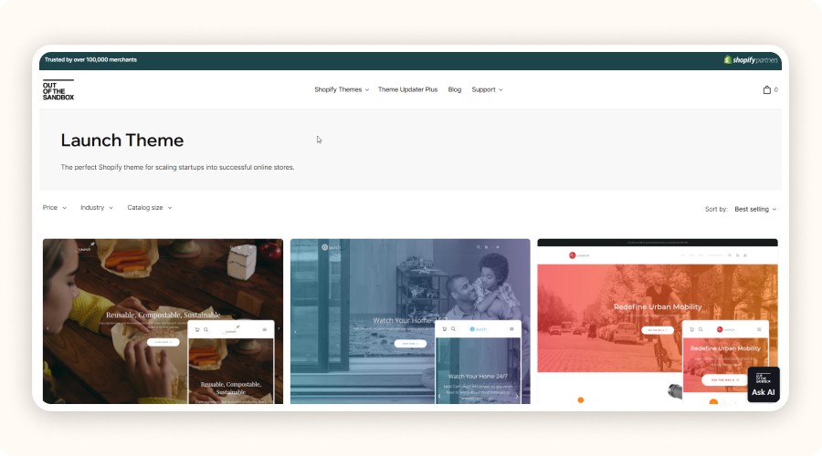 Shopify Launch theme homepage