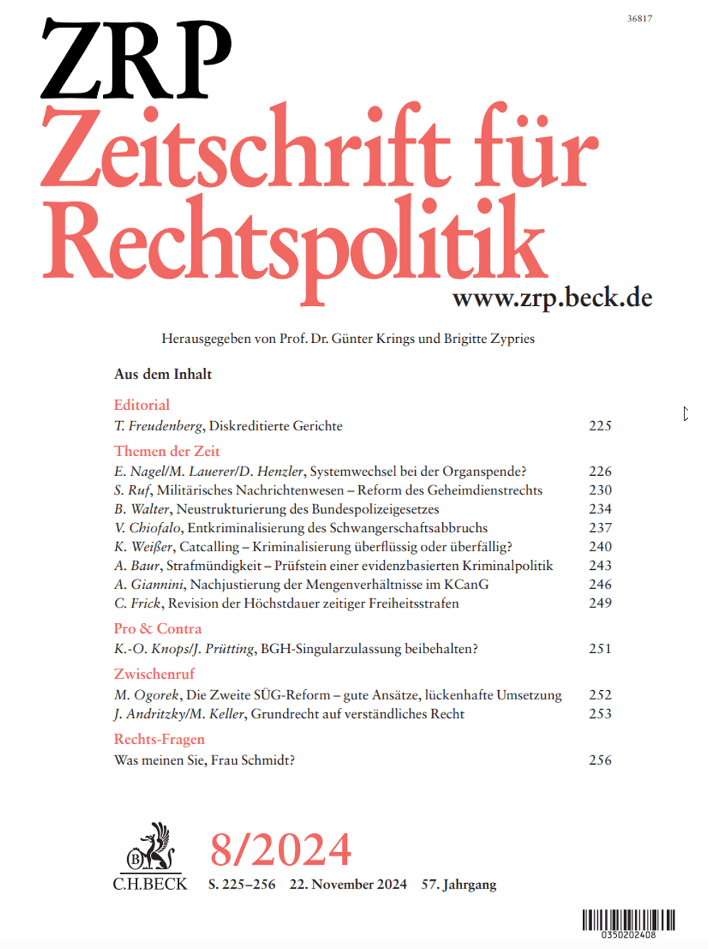 Ein Bild der Zeitschrift für Rechtspolitik