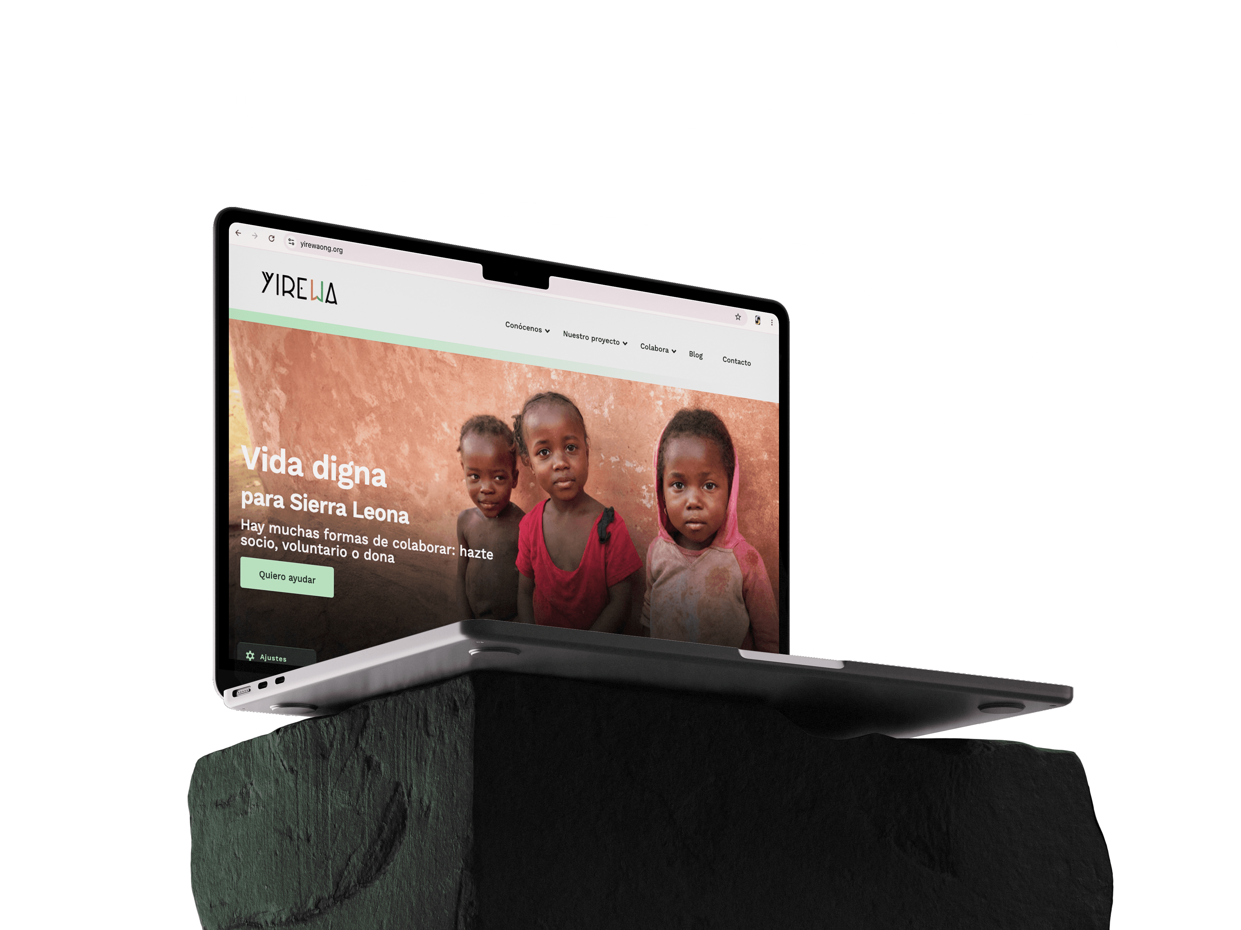 Mockup de la web de Yirewa en la landing page