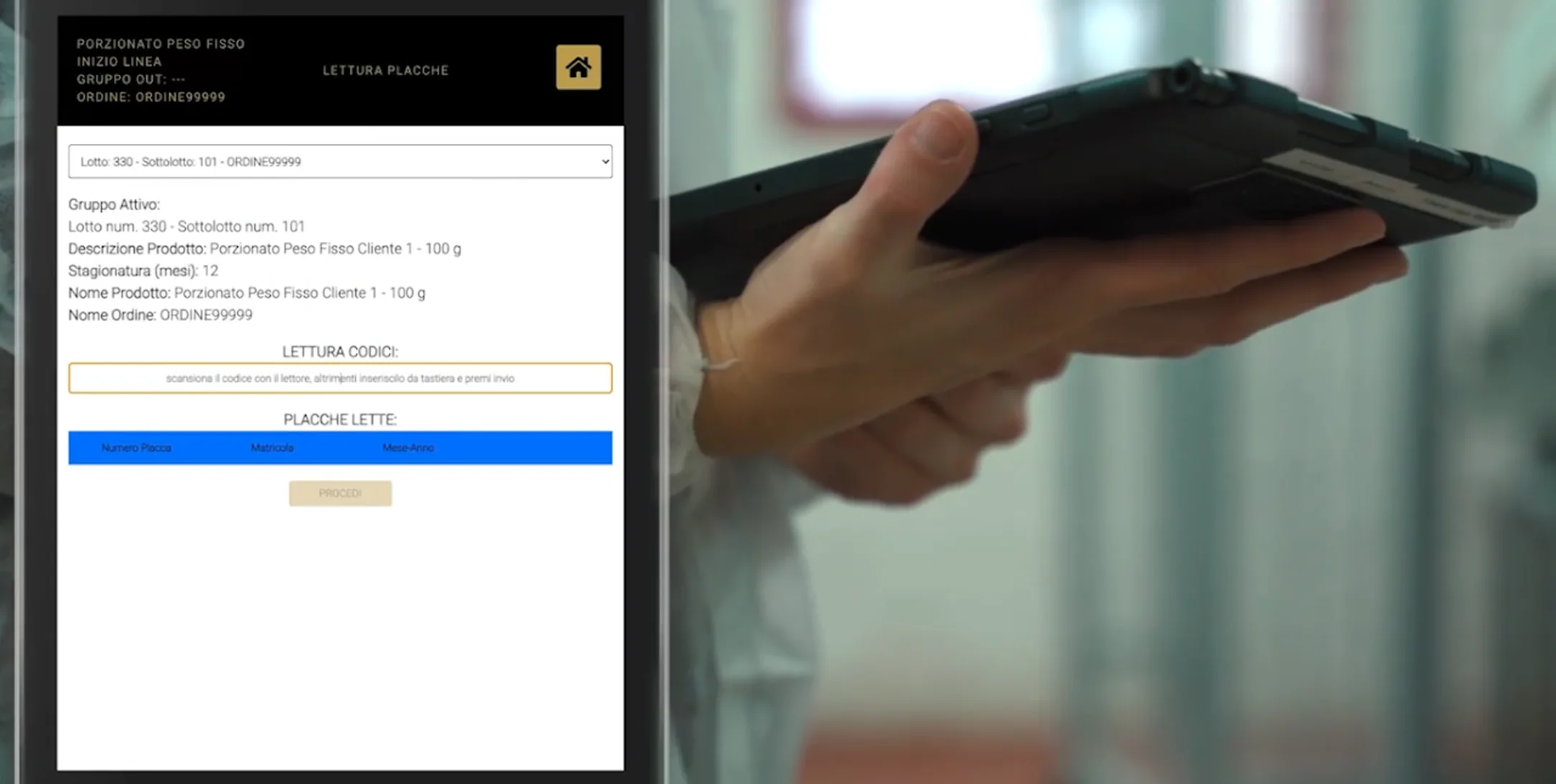 Schermata di un gestionale