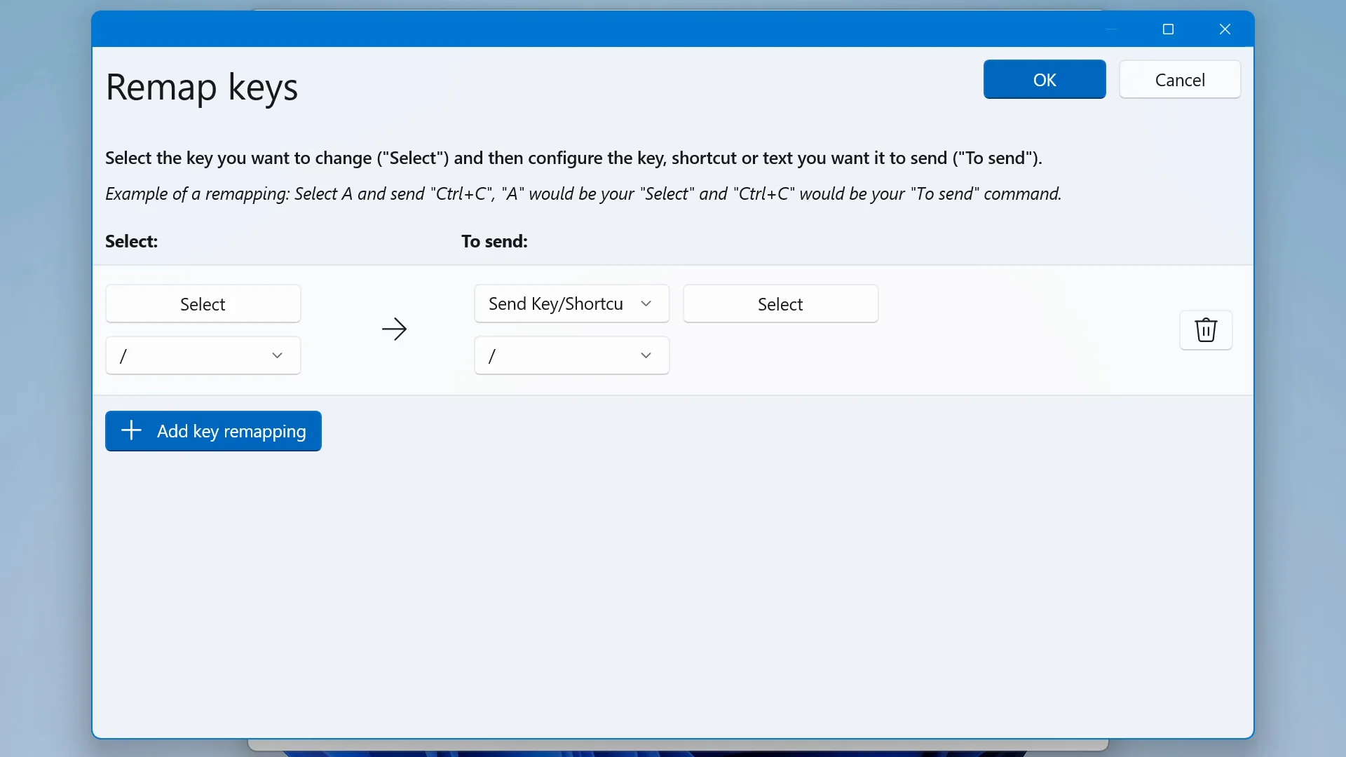 Keyboard Manager remapping keys and shortcuts