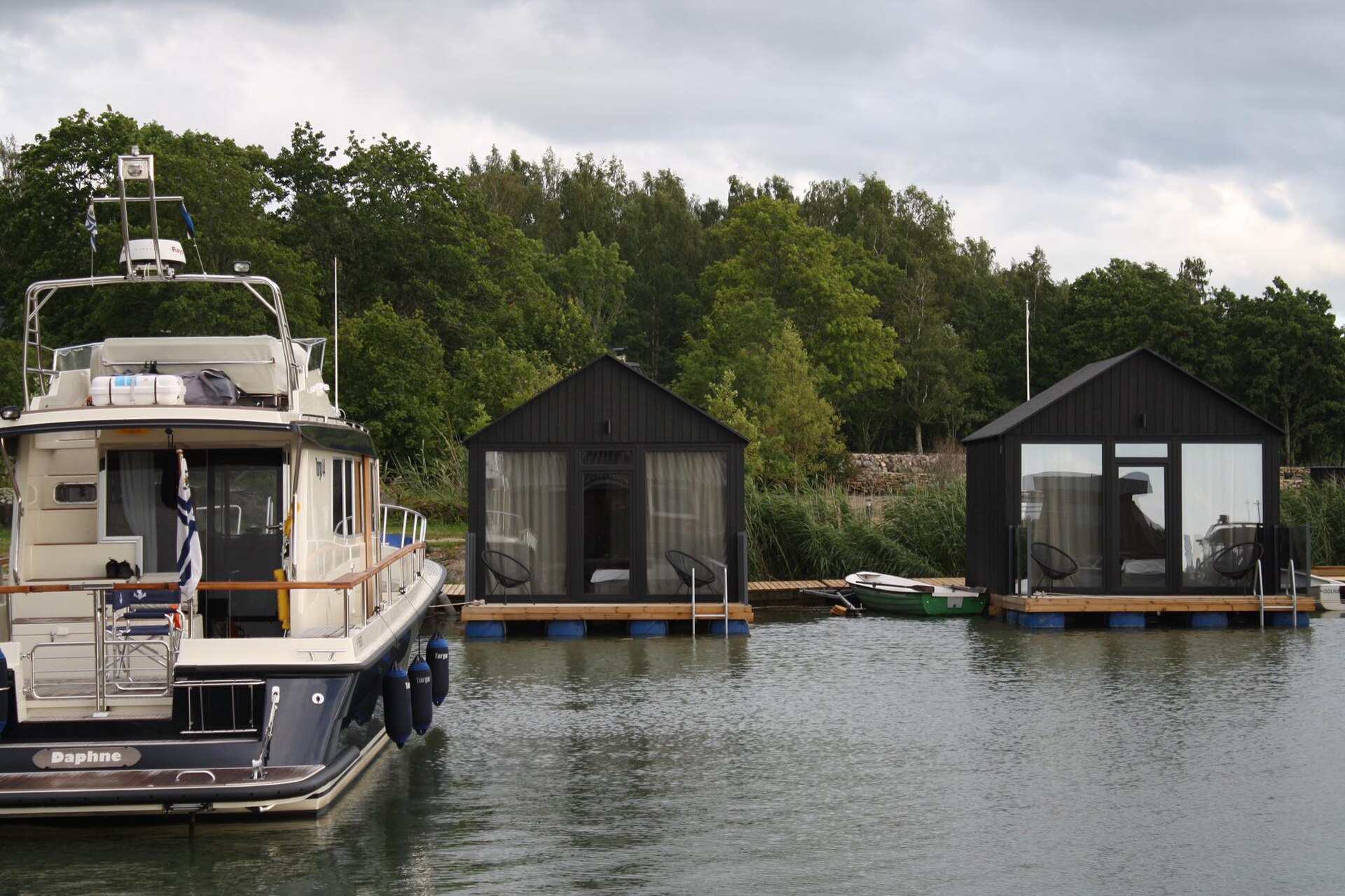 Boats and waterside buildings at Koguva harbour on Muhu