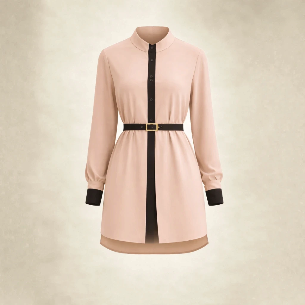 Veilline Belted Tunic in Warm Sand