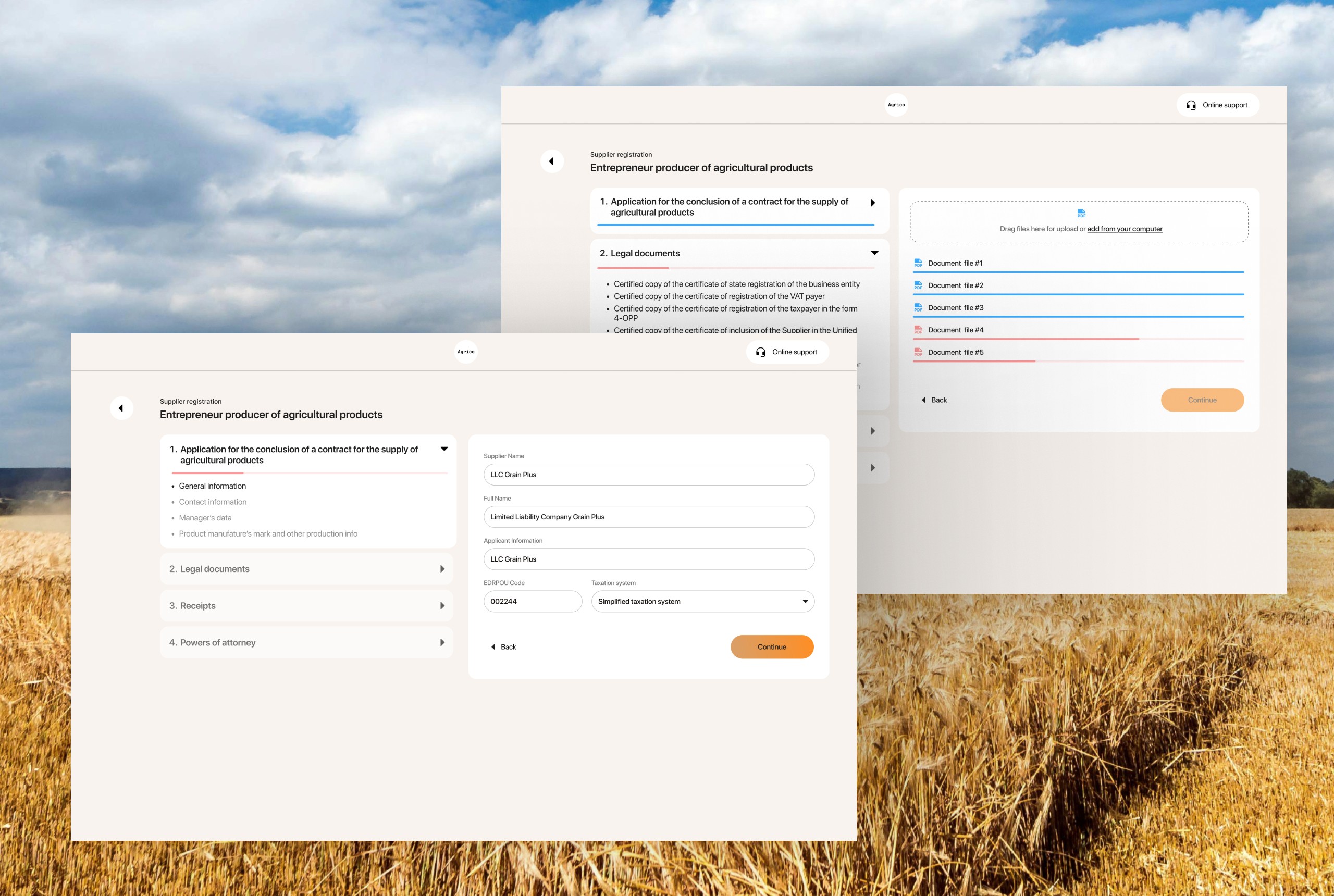 Step-by-step flow for company registration and document upload process.
