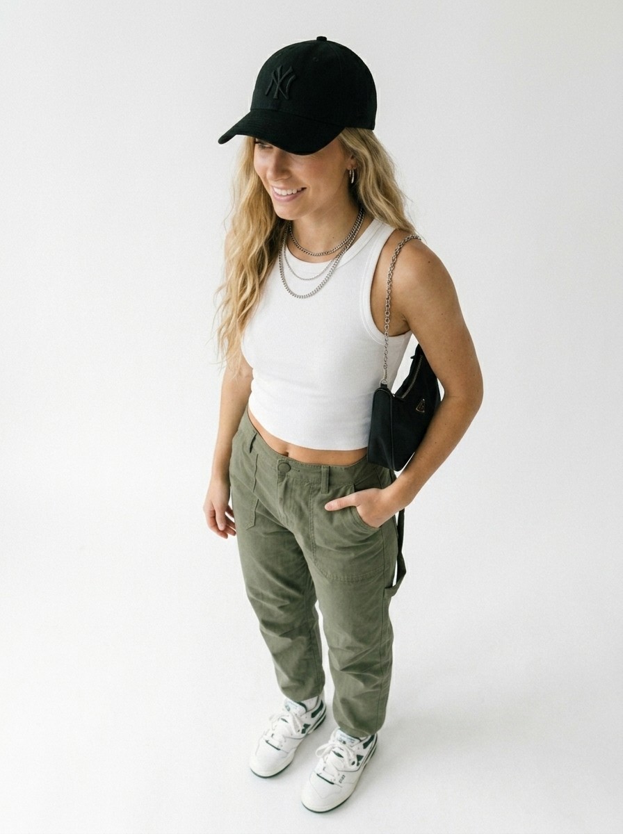 Minimal fashion editorial model in neutral styling