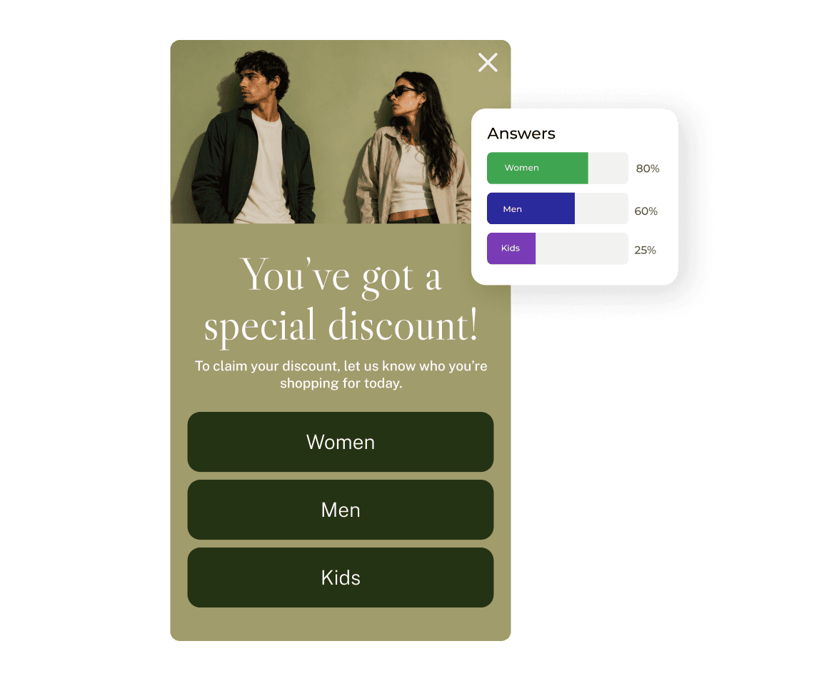 Spin-the-Wheel email capture popup with subscriber and conversion growth charts.