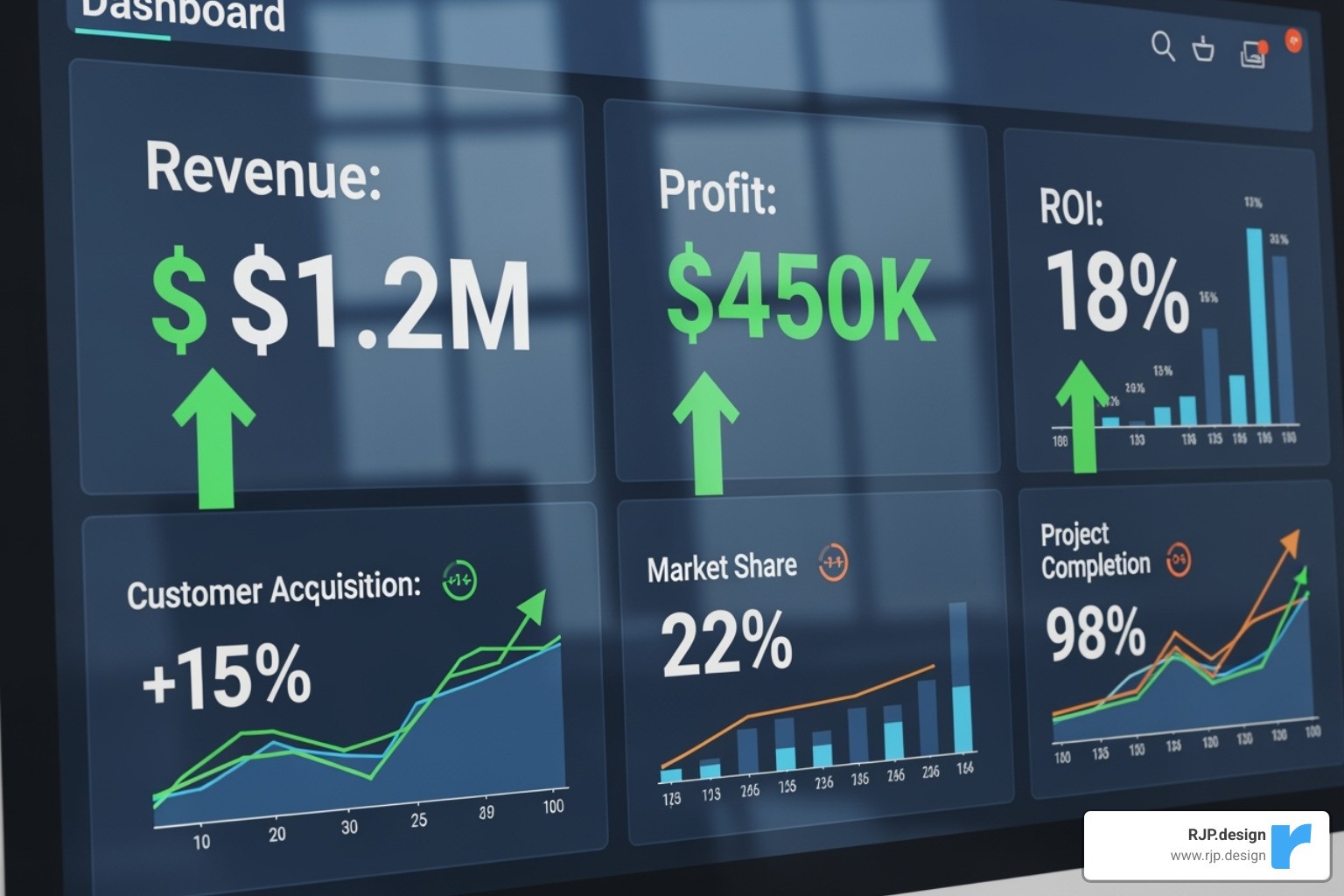 dashboard showing positive ROI metrics - why you should choose us as your web design agency