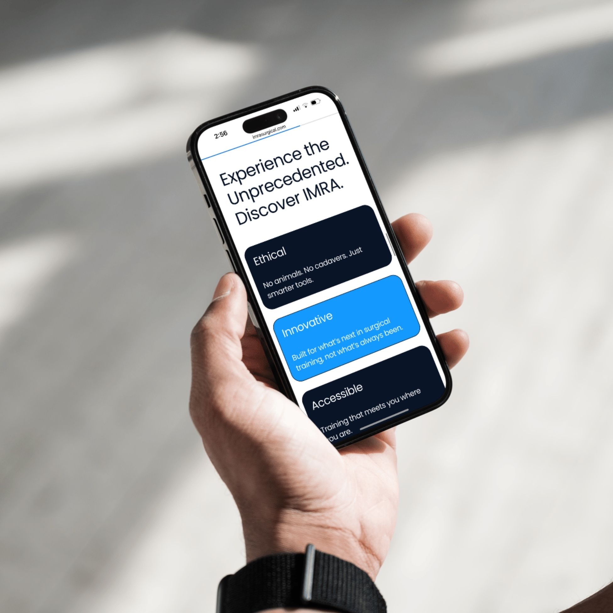 Three minimalist green and beige handbags displayed on pedestals with plants