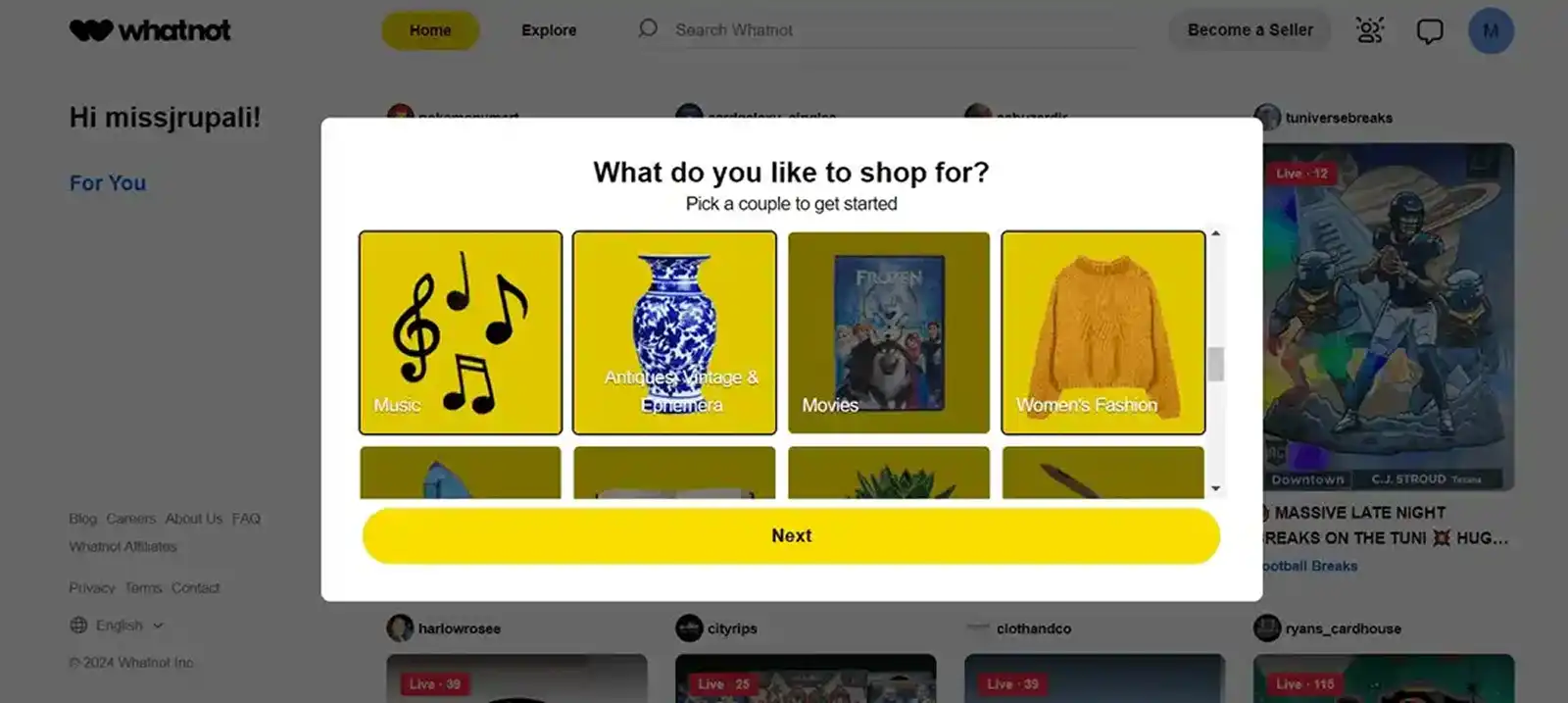 Shopping Categories