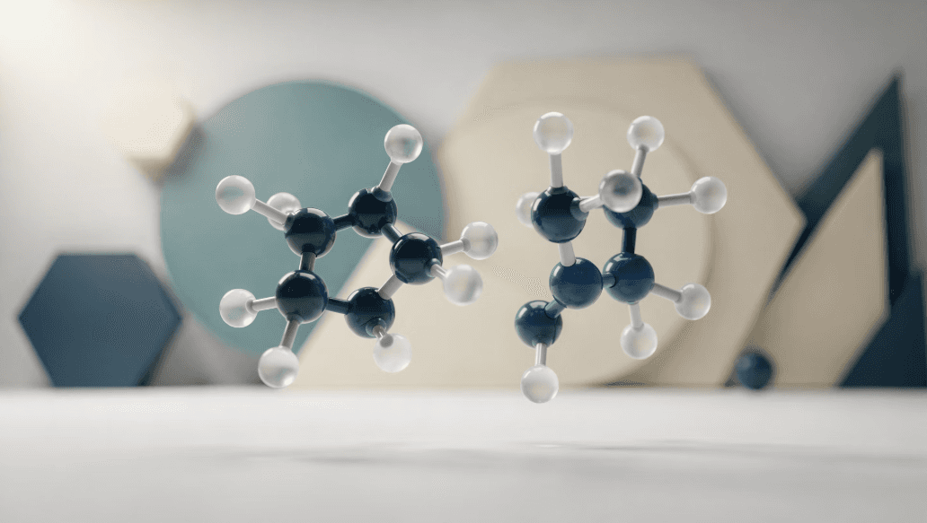 Illustration von Molekülen in abstrakter Form.