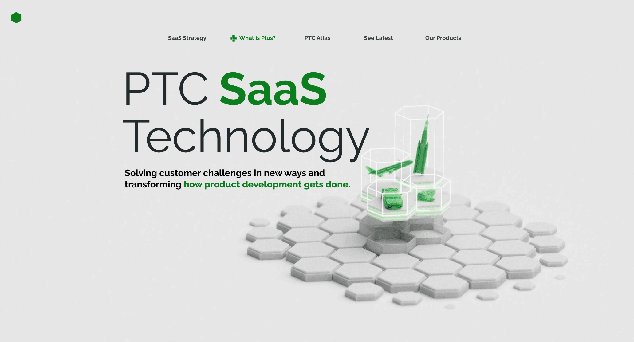 PTC SaaS transformation campaign overview showing suite of SaaS applications with 3D visuals highlighting updated tools and improved customer support functionality