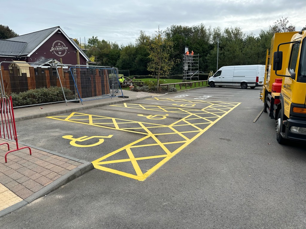 Car park line painting in manchester, old trafford football club.