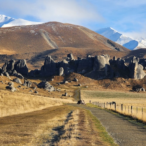 Towards Castle Hill, these weathered limestone rocks sit proudly on the tussocky hills and were once in the ocean!