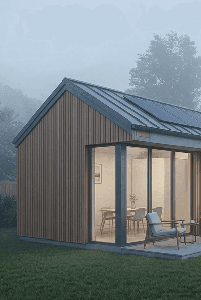 Modern European-style residential house with a compact attached addition