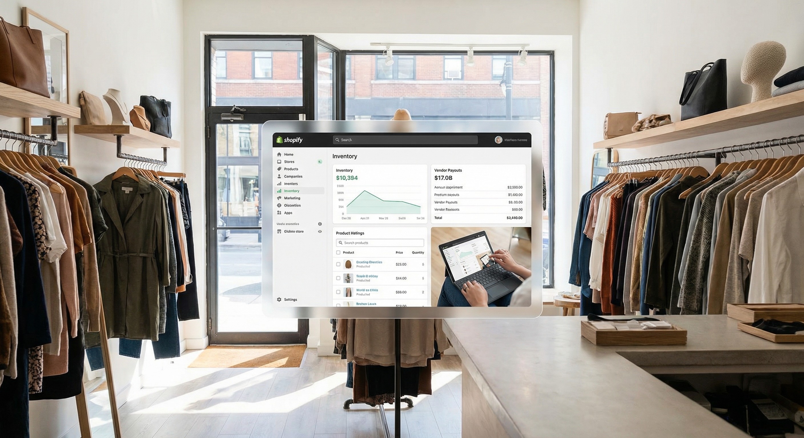 Consignment store owner managing inventory and vendor payouts on Shopify