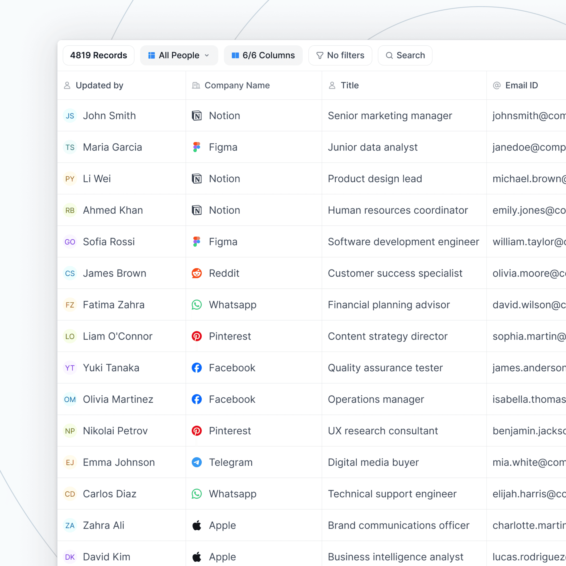 Custom sales object records organized and displayed within the Stamina CRM platform