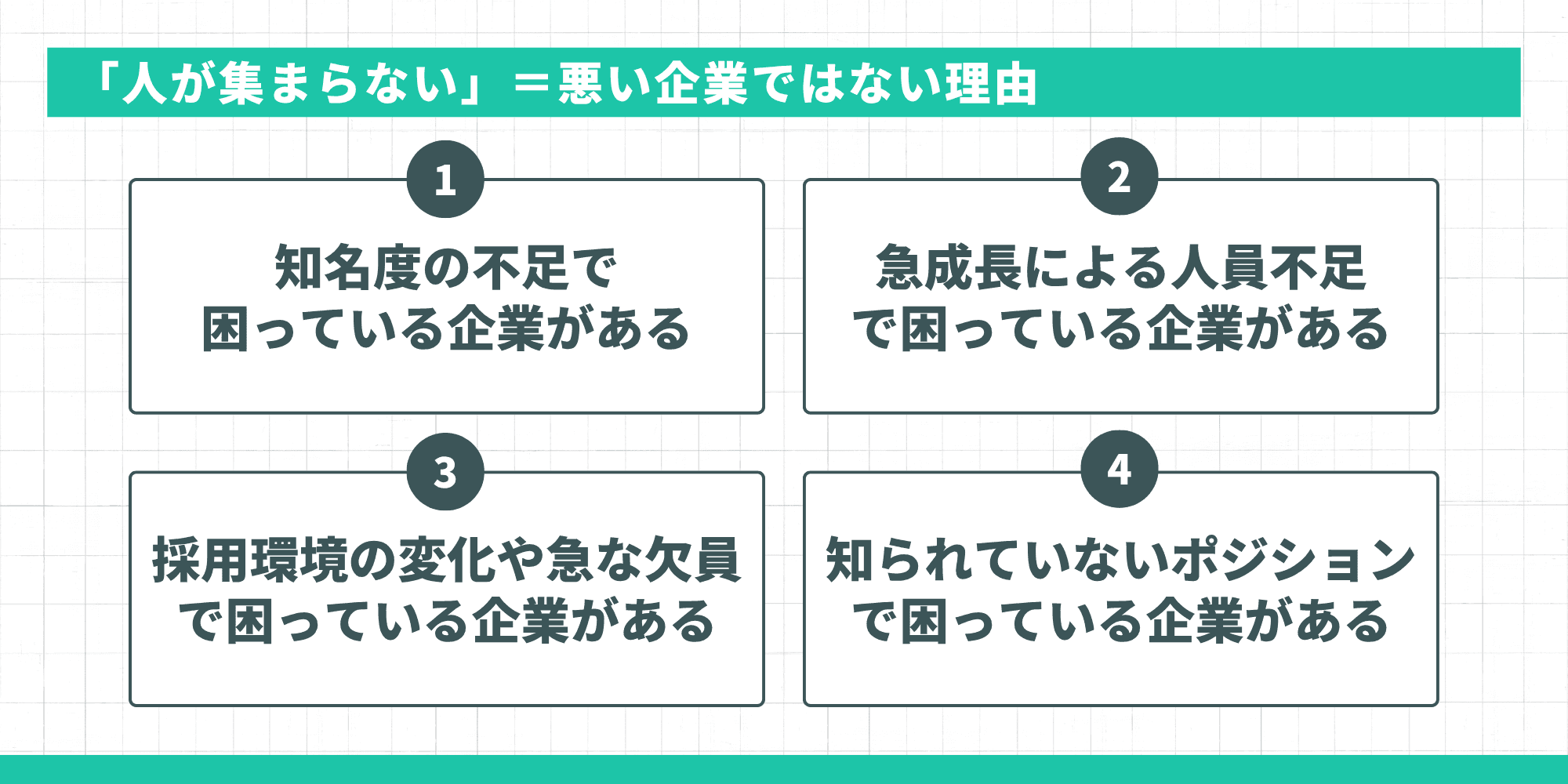 「人が集まらない」=悪い企業ではない4つの理由:知名度不足・急成長・採用環境変化・知られていないポジション