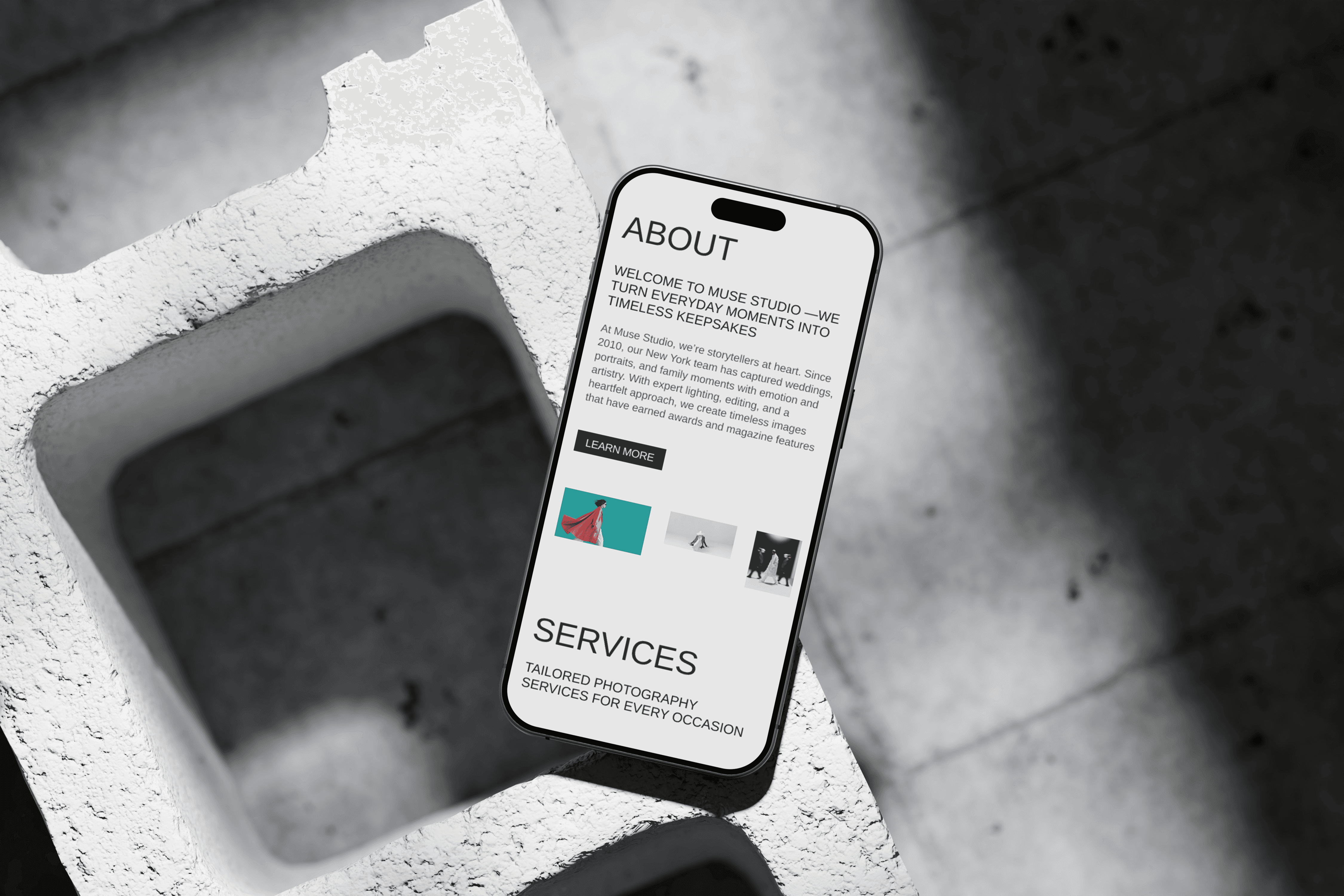 Muse About Section Mobile Mockup