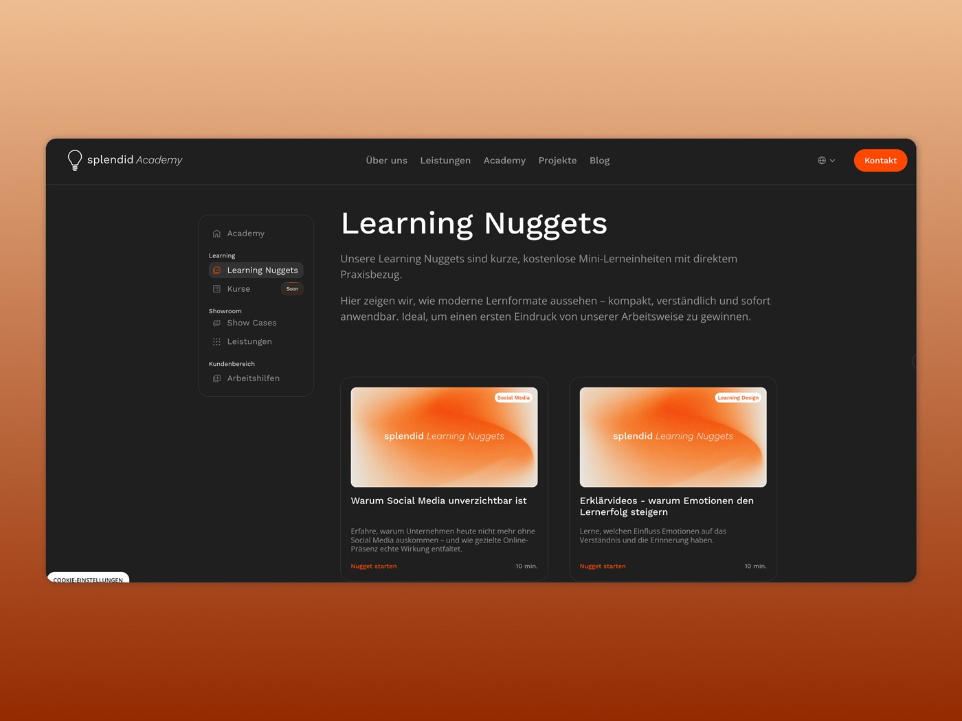 Learning Nuggets der splendid academy.