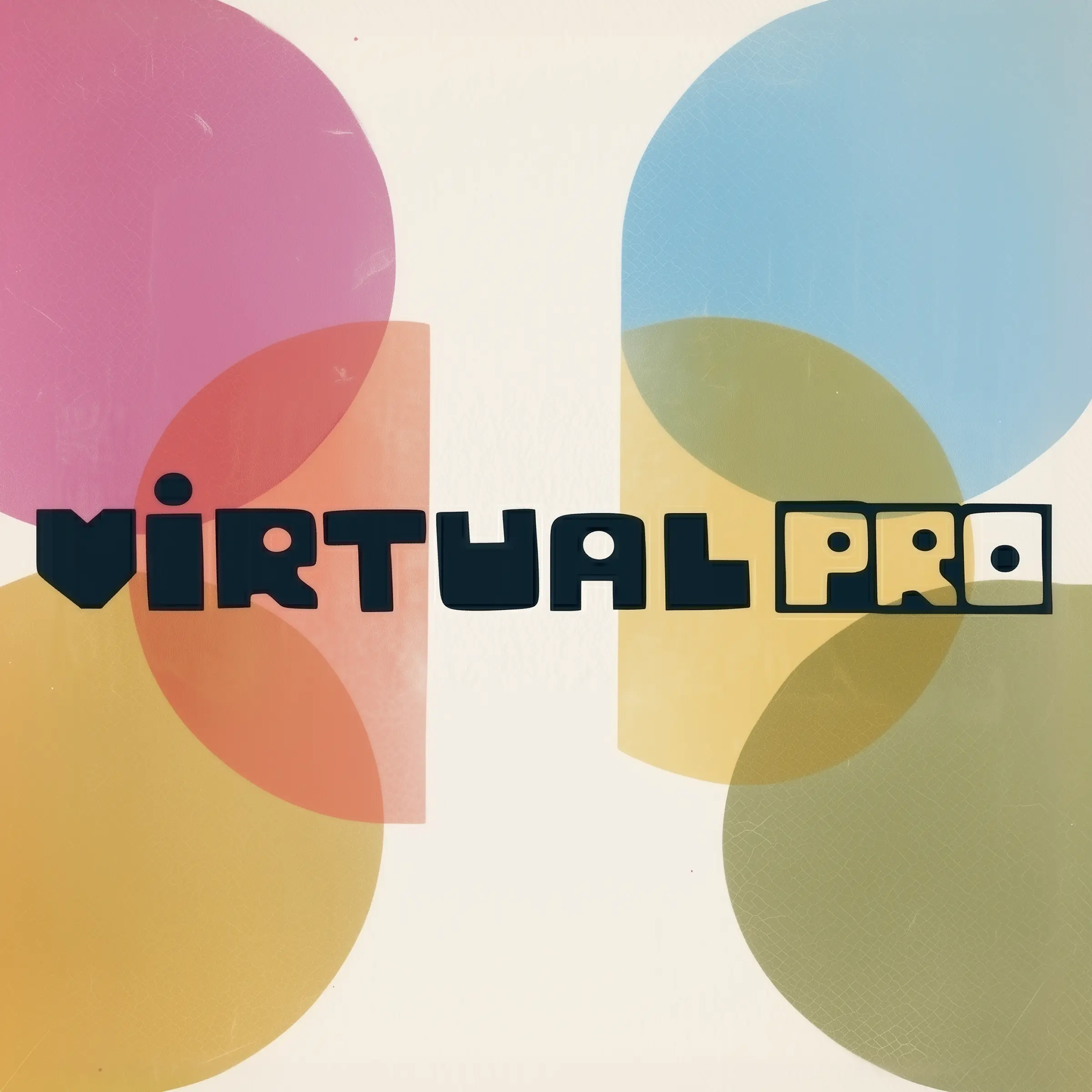 Virtual PRO logo over abstract overlapping pastel circles