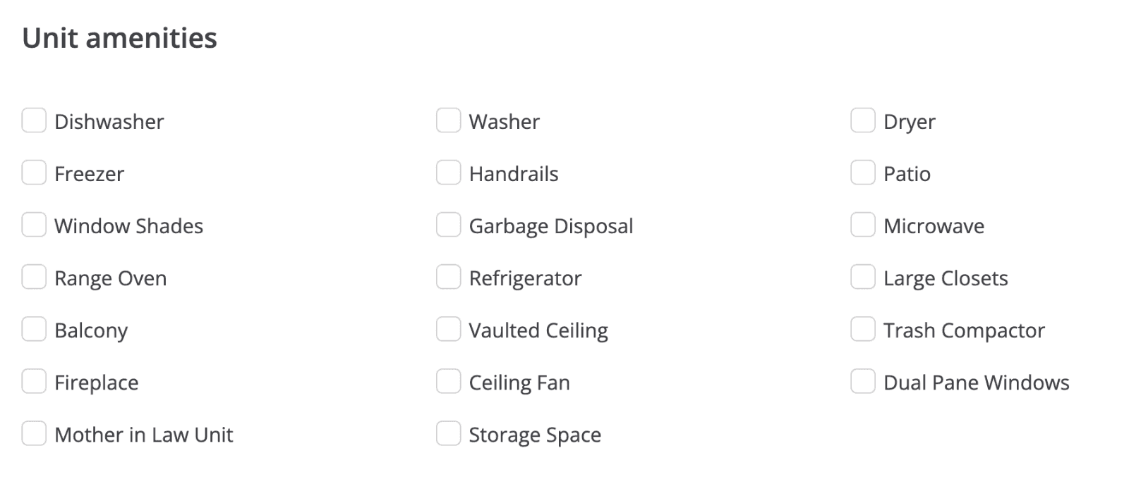 unit amenities