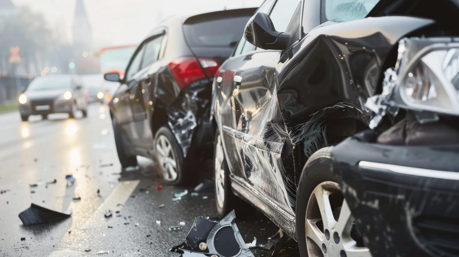 black car crash - car accident