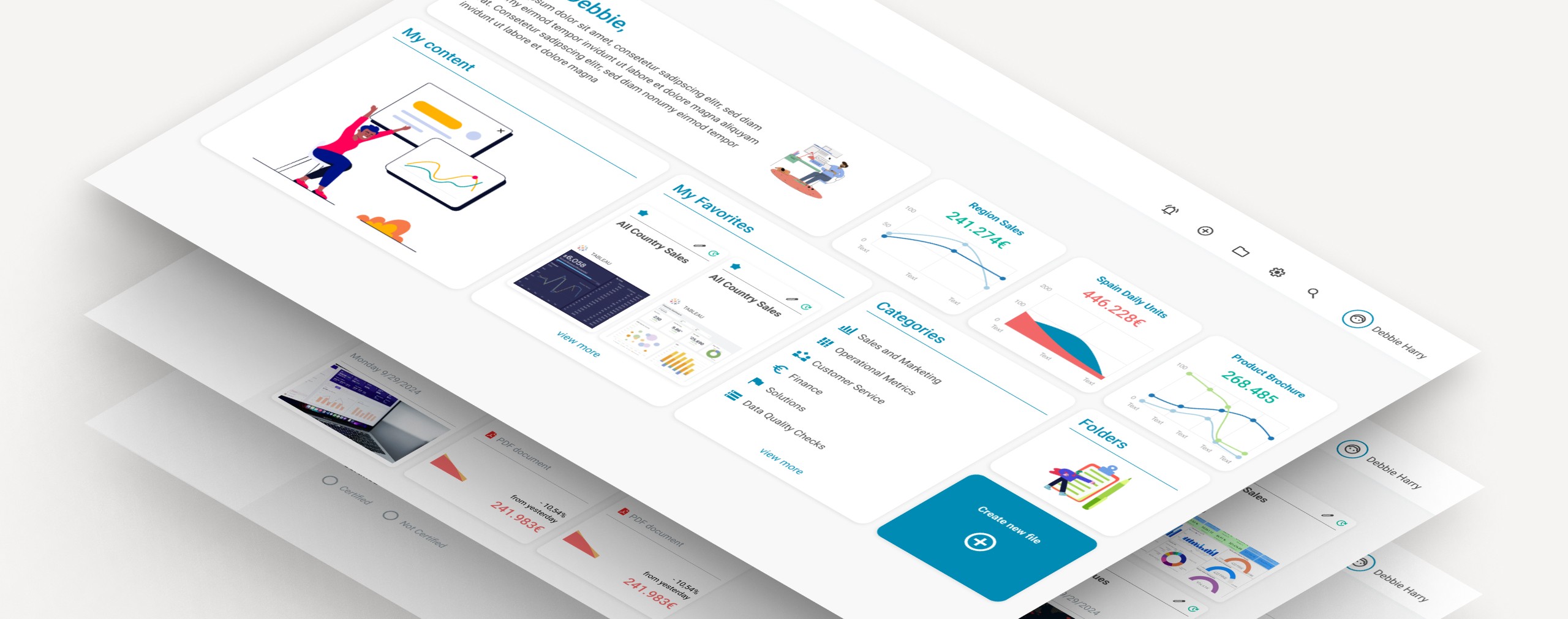 Mockup de algunas pantallas del Portal BI